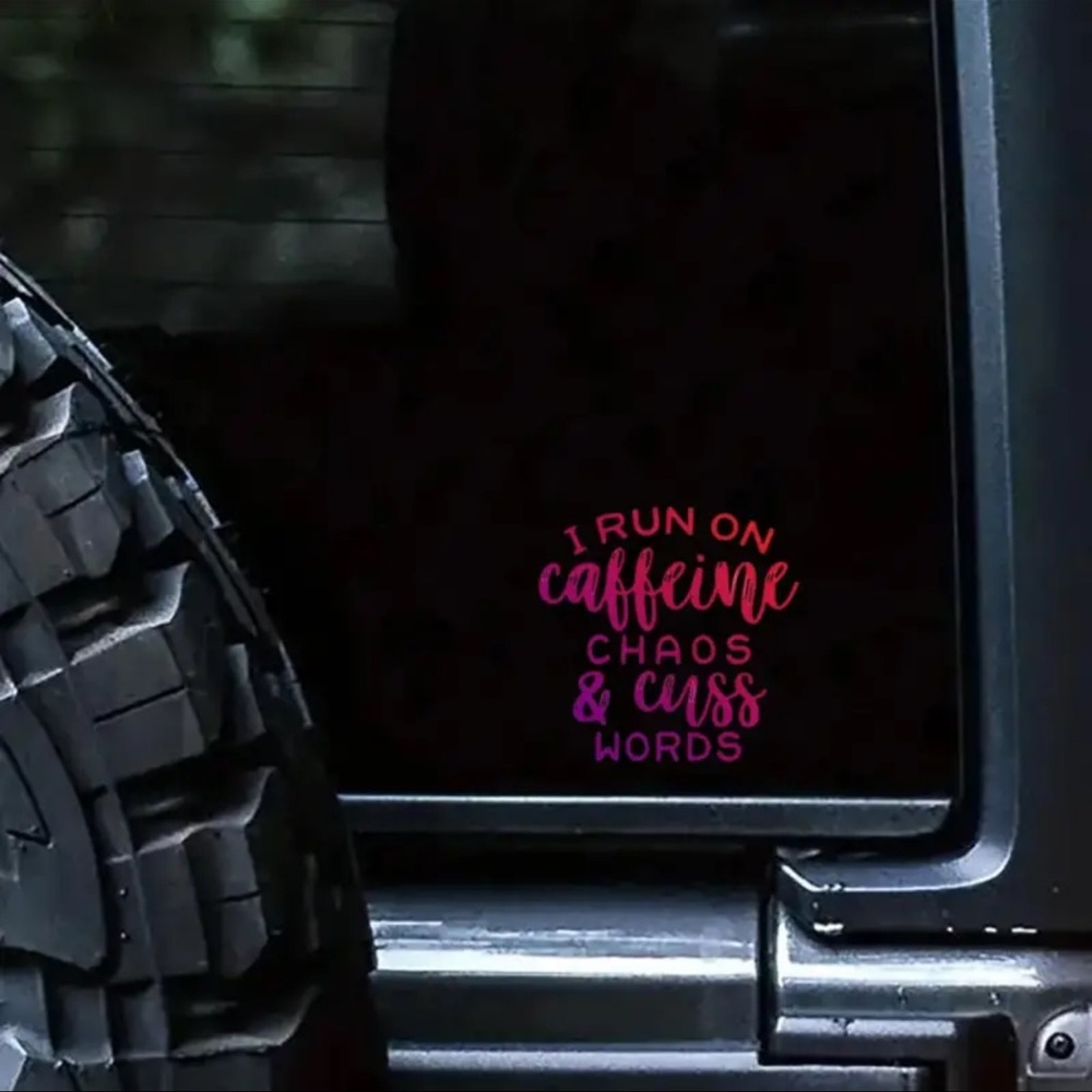 Caffeine Chaos Cuss Words Car Decal Sticker - Picture 2 of 3